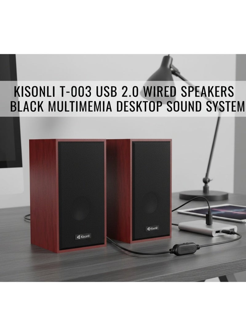 كيسونلي مكبرات صوت Kisonli T-003 USB 2.0: نظام صوتي مكتبي متعدد الوسائط - Image 1